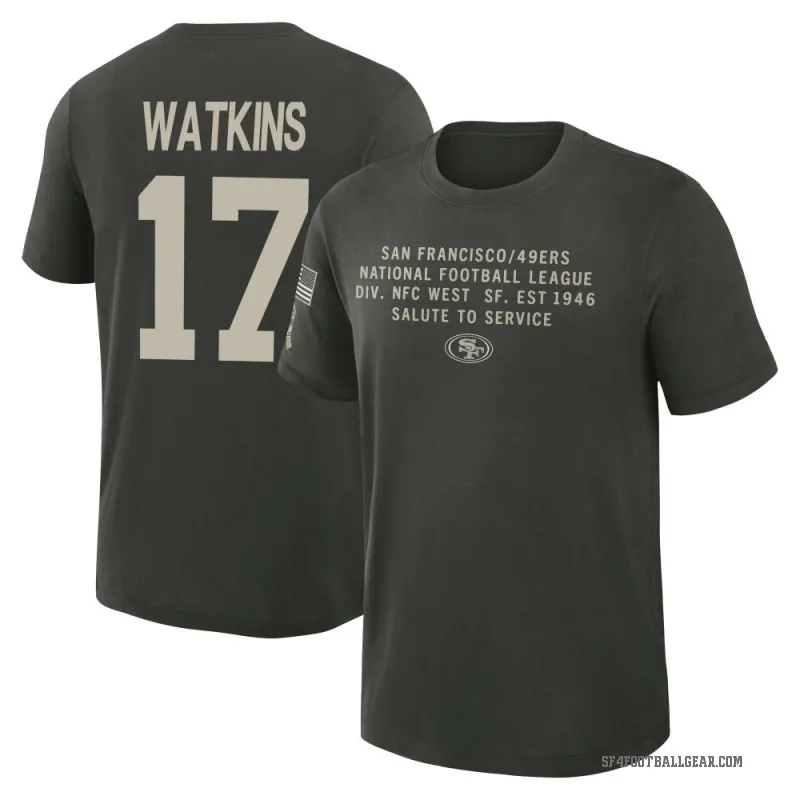Jordan Watkins Men's Green San Francisco 49ers Dark/ 2025 Salute to Service Sideline Slub T-Shirt