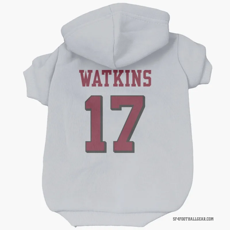 Jordan Watkins  White San Francisco 49ers  Rush Cat & Dog Pet Hoodie