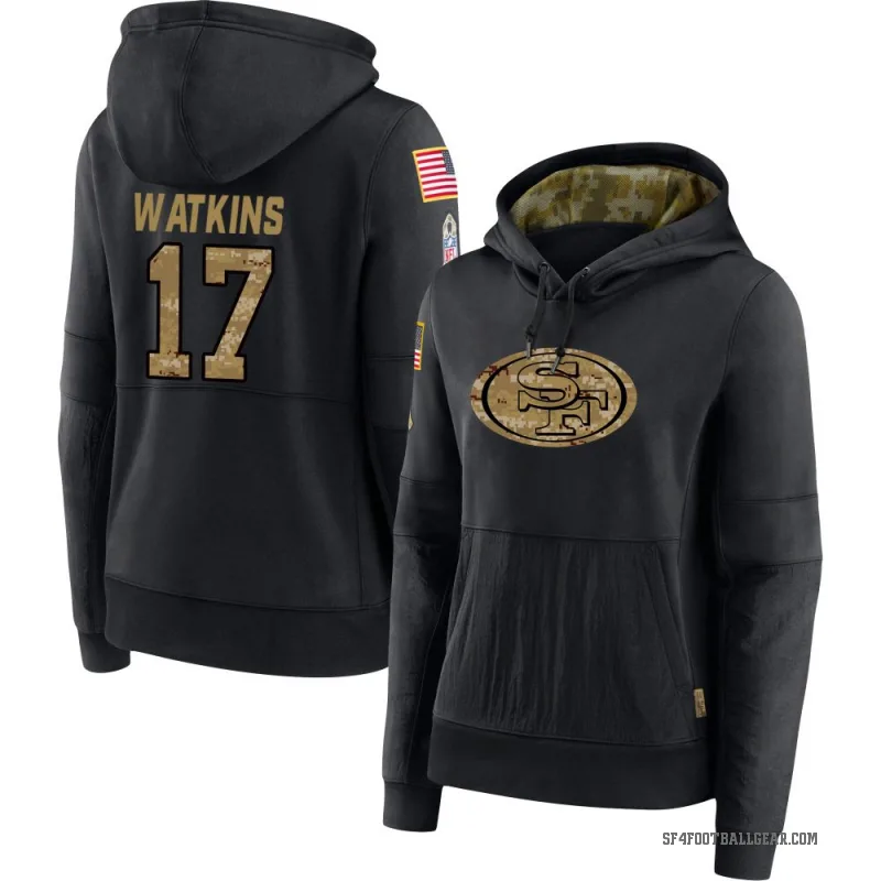 Jordan Watkins Women's Black San Francisco 49ers 2020 Salute to Service Sideline Performance Pullover Hoodie