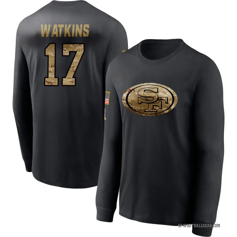 Jordan Watkins Youth Black San Francisco 49ers 2020 Salute To Service Sideline Performance Long Sleeve T-Shirt