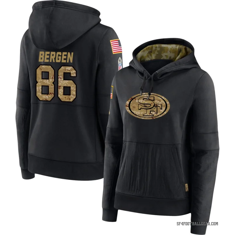 Junior Bergen Women's Black San Francisco 49ers 2020 Salute to Service Sideline Performance Pullover Hoodie