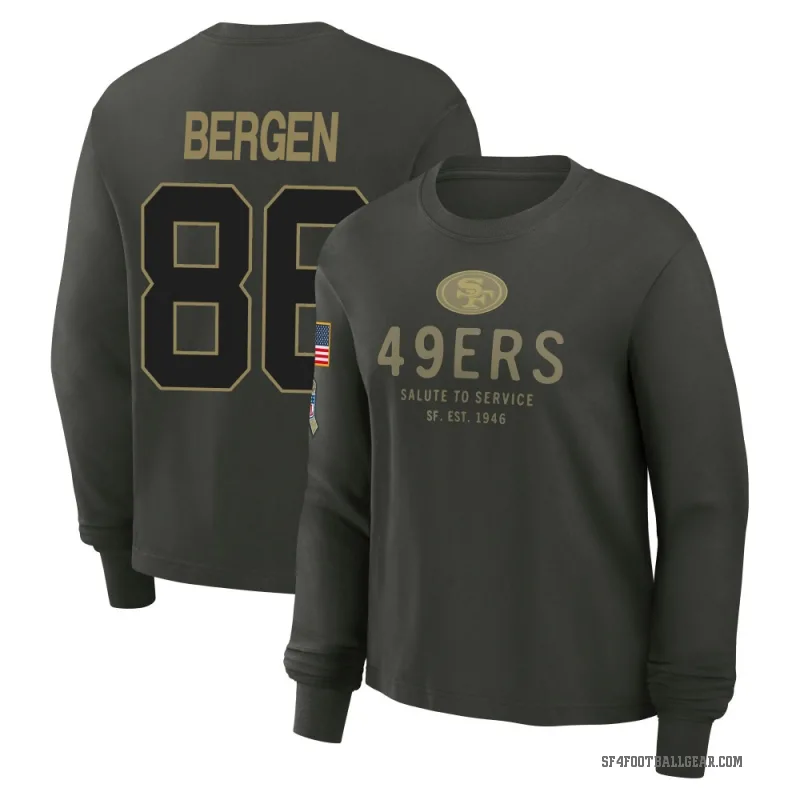 Junior Bergen Women's Green San Francisco 49ers Dark/ 2025 Salute to Service Sideline Long Sleeve T-Shirt