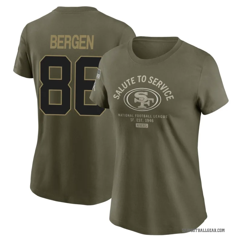 Junior Bergen Women's Olive San Francisco 49ers 2025 Salute to Service Sideline T-Shirt