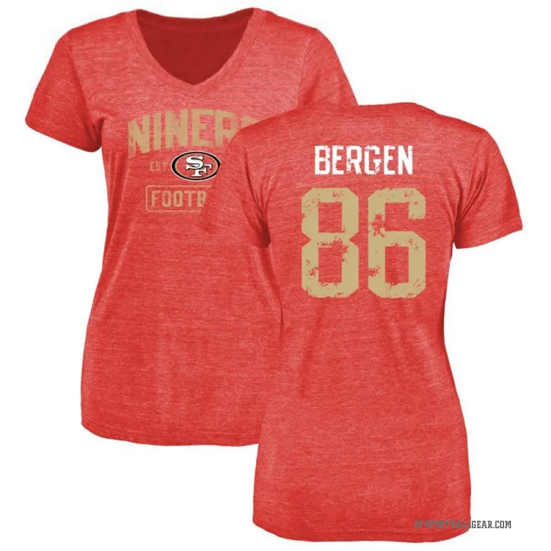 Junior Bergen Women's Red San Francisco 49ers Distressed T-Shirt -