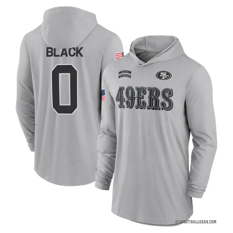 Kaelon Black Men's Black San Francisco 49ers Gray 2024 Salute to Service Lightweight Performance Long Sleeve Hooded T-Shirt