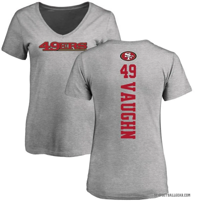Ke'Shawn Vaughn Women's Ash San Francisco 49ers Backer V-Neck T-Shirt -
