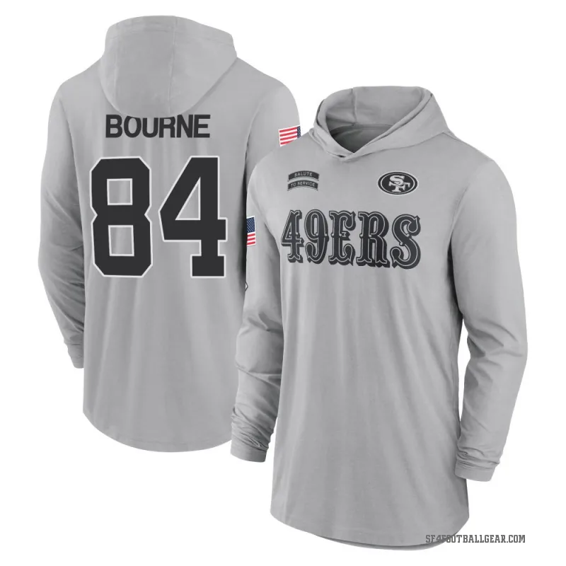 Kendrick Bourne Men's Gray San Francisco 49ers 2024 Salute to Service Lightweight Performance Long Sleeve Hooded T-Shirt