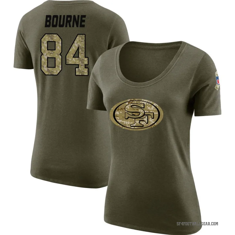 Kendrick Bourne Women's Olive San Francisco 49ers Salute to Service Scoop Neck T-Shirt