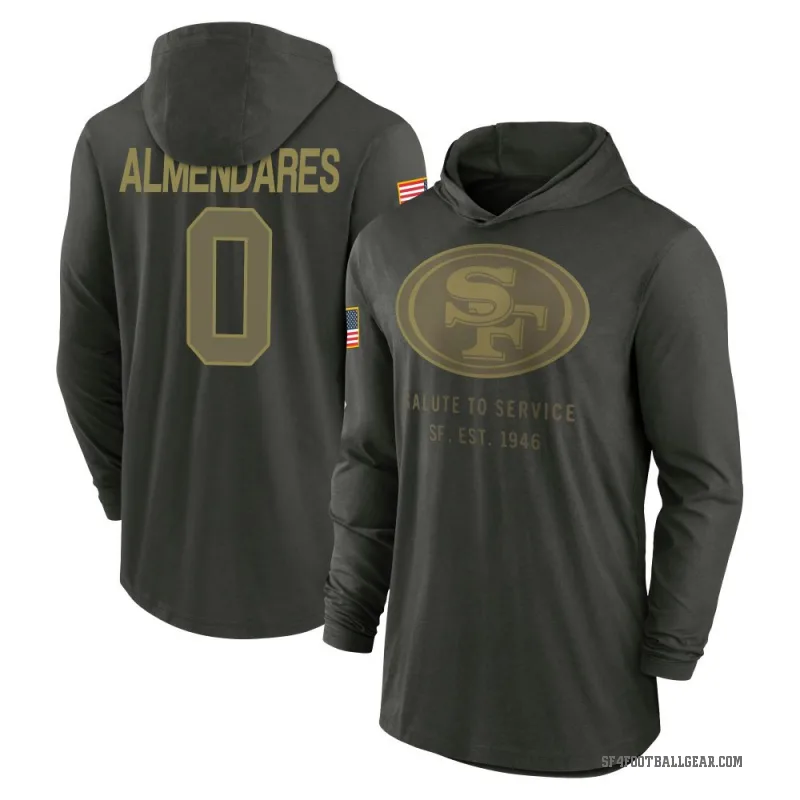 Kenneth Almendares Men's Green San Francisco 49ers Forest/ 2025 Salute to Service Sideline Lightweight Hooded Pullover Long Slee