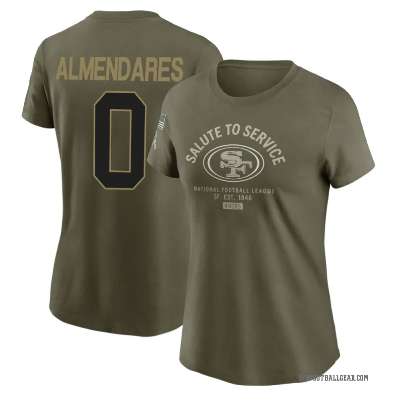 Kenneth Almendares Women's Olive San Francisco 49ers 2025 Salute to Service Sideline T-Shirt
