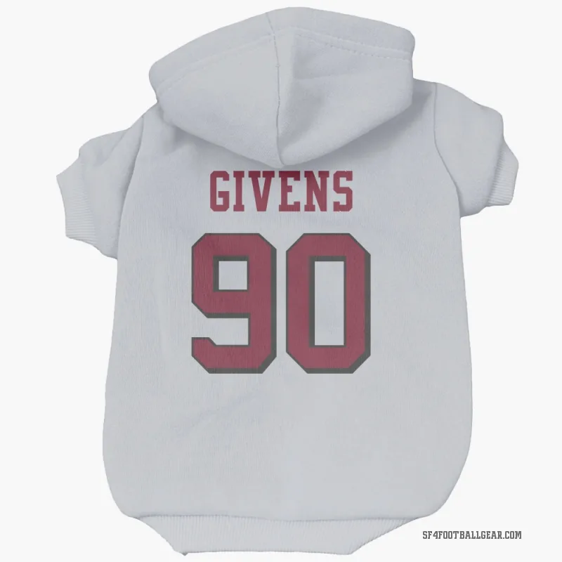 Kevin Givens  White San Francisco 49ers  Rush Cat & Dog Pet Hoodie