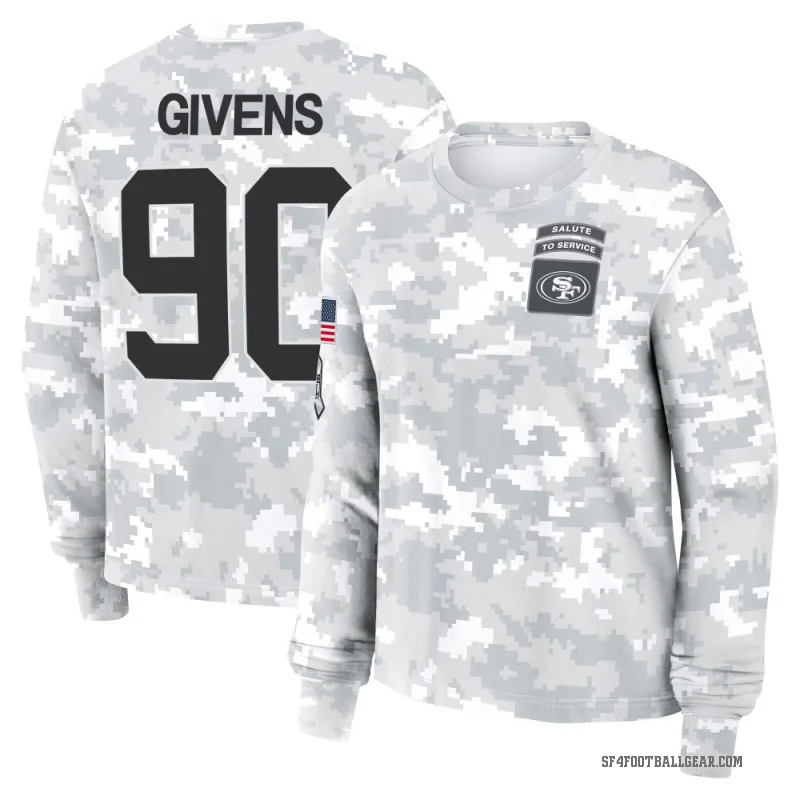 Kevin Givens Women's Camo San Francisco 49ers Arctic 2024 Salute to Service Long Sleeve T-Shirt