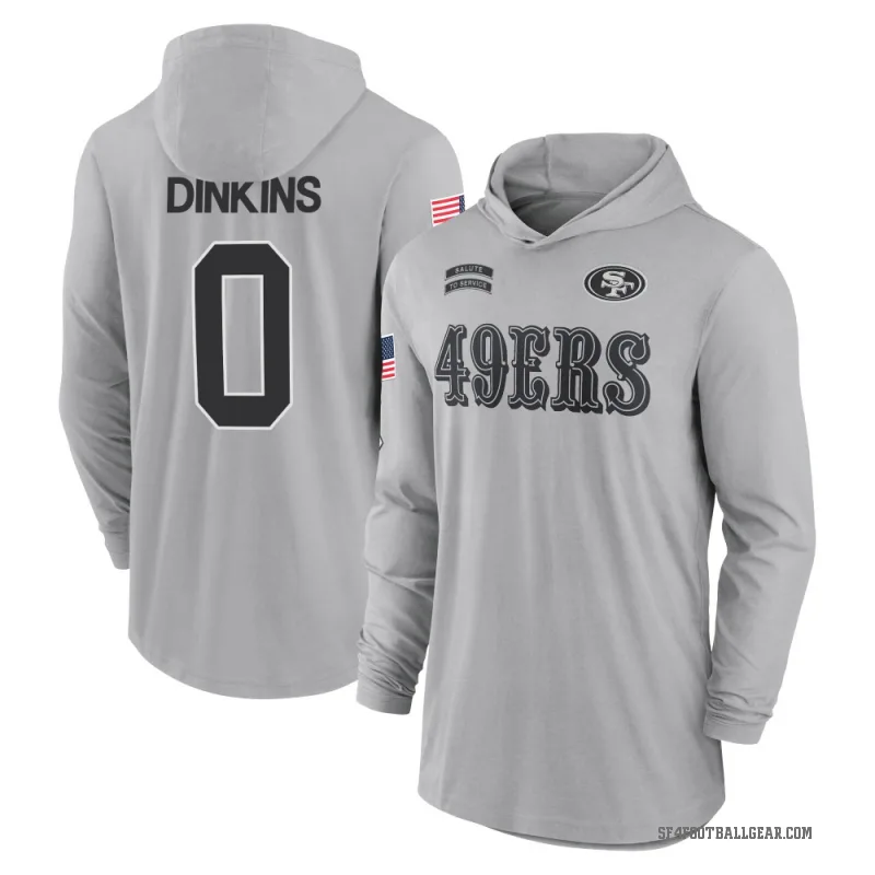 Khalil Dinkins Men's Gray San Francisco 49ers 2024 Salute to Service Lightweight Performance Long Sleeve Hooded T-Shirt