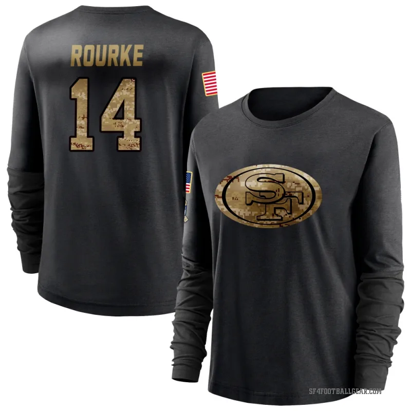 Kurtis Rourke Women's Black San Francisco 49ers 2020 Salute To Service Sideline Performance Long Sleeve T-Shirt