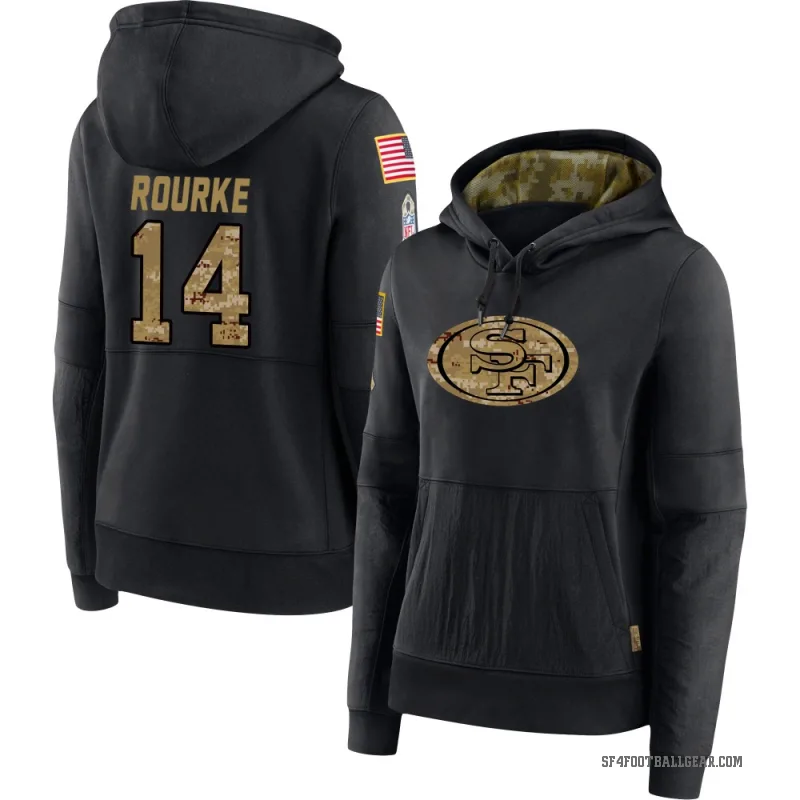 Kurtis Rourke Women's Black San Francisco 49ers 2020 Salute to Service Sideline Performance Pullover Hoodie