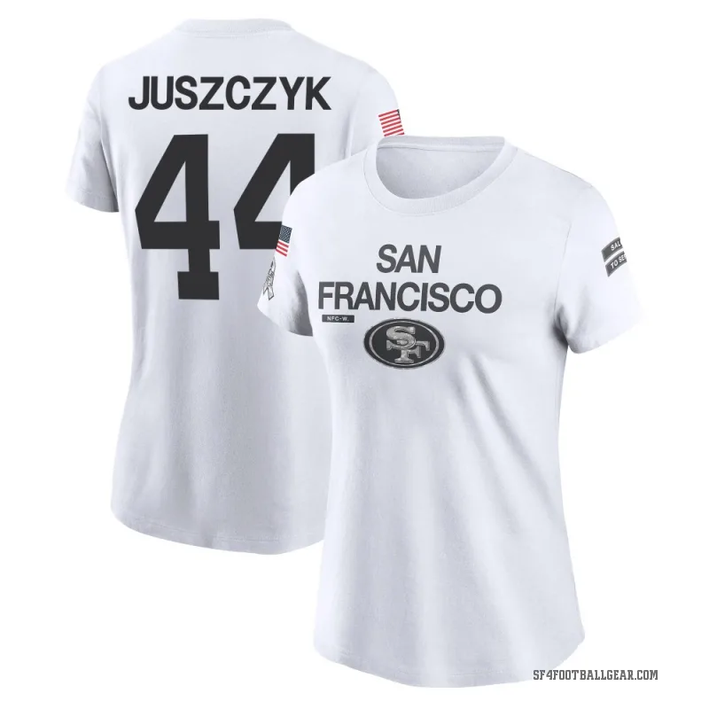 Kyle Juszczyk Women's White San Francisco 49ers 2024 Salute to Service Performance T-Shirt