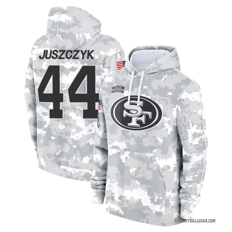 Kyle Juszczyk Youth Camo San Francisco 49ers Arctic 2024 Salute to Service Club Fleece Pullover Hoodie