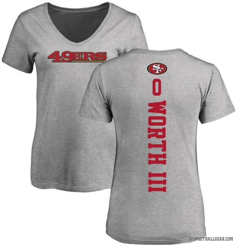 Larry Worth III Women's Ash San Francisco 49ers Backer V-Neck T-Shirt -