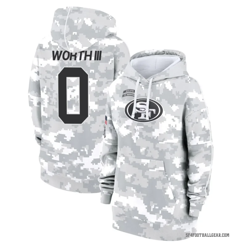 Larry Worth III Women's Camo San Francisco 49ers Arctic 2024 Salute to Service Club Fleece Pullover Hoodie
