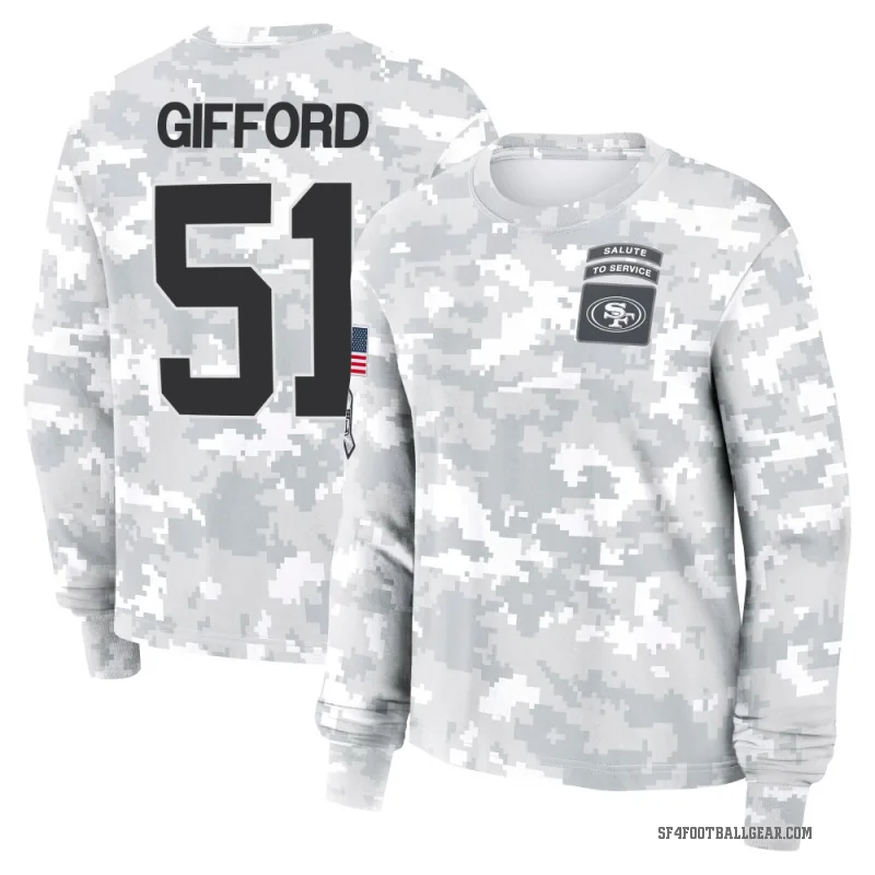 Luke Gifford Women's Camo San Francisco 49ers Arctic 2024 Salute to Service Long Sleeve T-Shirt