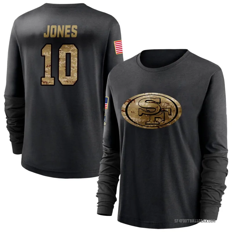 Mac Jones Women's Black San Francisco 49ers 2020 Salute To Service Sideline Performance Long Sleeve T-Shirt