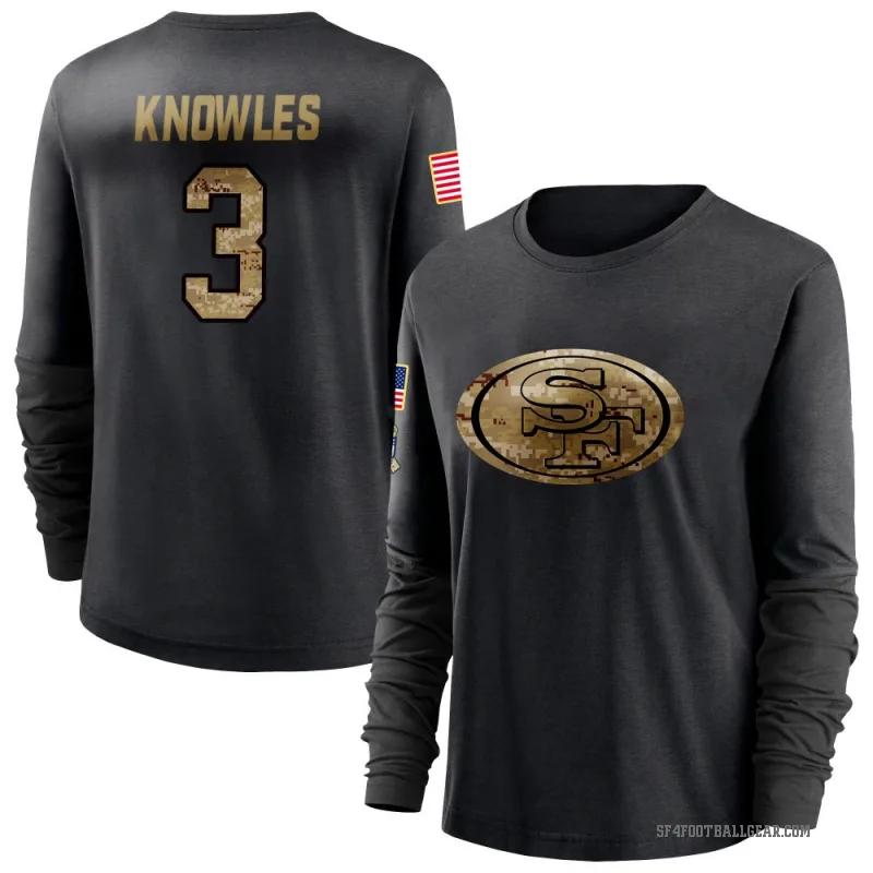 Malik Knowles Women's Black San Francisco 49ers 2020 Salute To Service Sideline Performance Long Sleeve T-Shirt