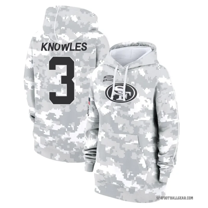 Malik Knowles Women's Camo San Francisco 49ers Arctic 2024 Salute to Service Club Fleece Pullover Hoodie