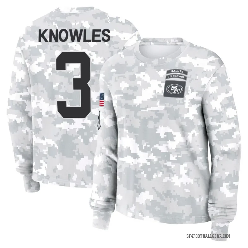 Malik Knowles Women's Camo San Francisco 49ers Arctic 2024 Salute to Service Long Sleeve T-Shirt