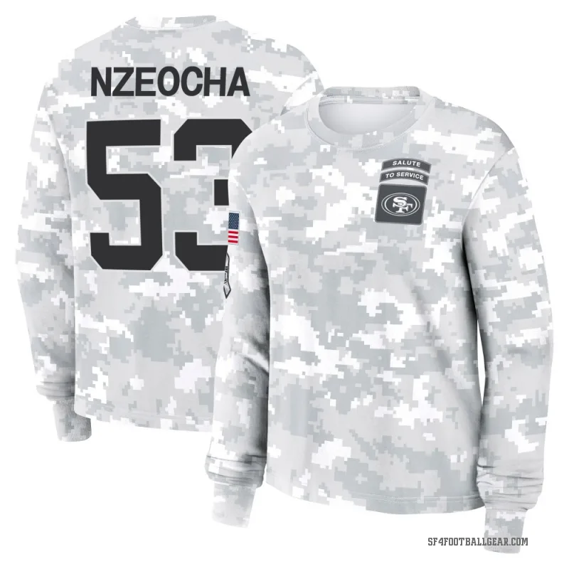 Mark Nzeocha Women's Camo San Francisco 49ers Arctic 2024 Salute to Service Long Sleeve T-Shirt