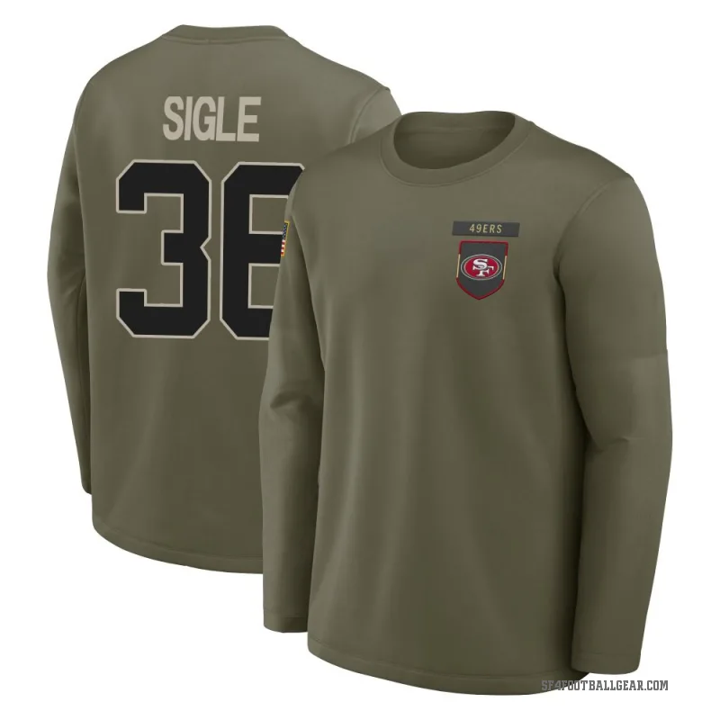 Marques Sigle Youth Olive San Francisco 49ers 2025 Salute to Service Sideline Coaches Long Sleeve T-Shirt
