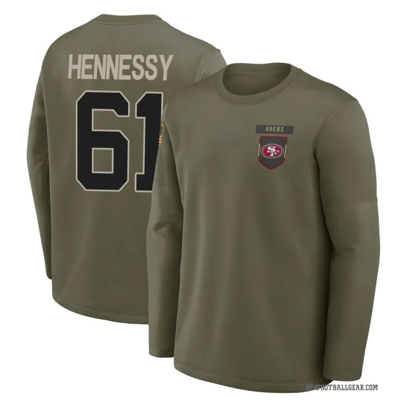 Matt Hennessy Youth Olive San Francisco 49ers 2025 Salute to Service Sideline Coaches Long Sleeve T-Shirt