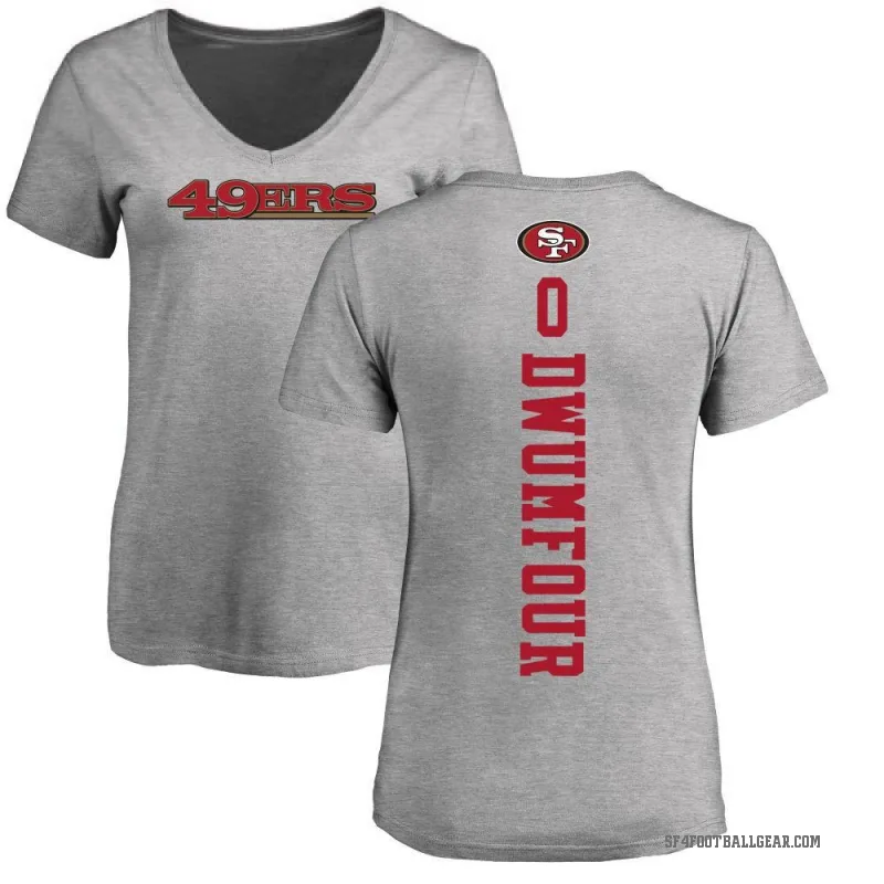 Michael Dwumfour Women's Ash San Francisco 49ers Backer V-Neck T-Shirt -