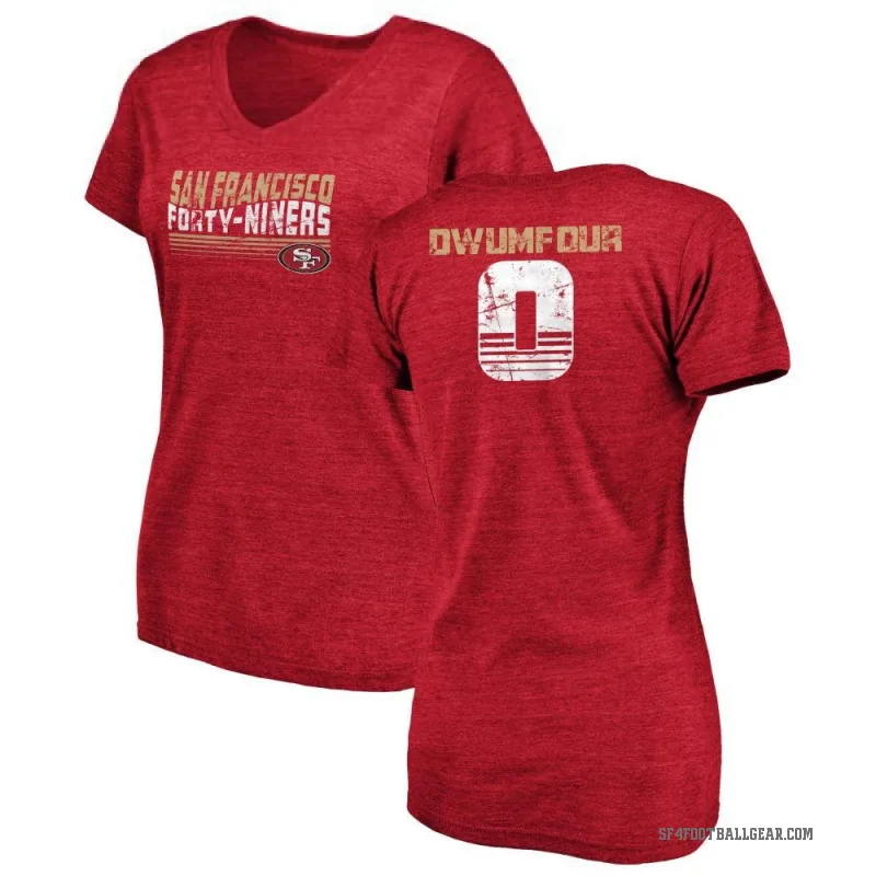 Michael Dwumfour Women's Red San Francisco 49ers Retro V-Neck T-Shirt -