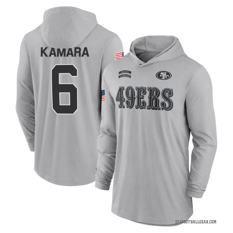 Mikail Kamara Youth Gray San Francisco 49ers 2024 Salute to Service Lightweight Performance Long Sleeve Hooded T-Shirt