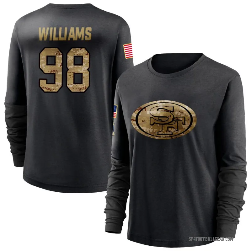 Mykel Williams Women's Black San Francisco 49ers 2020 Salute To Service Sideline Performance Long Sleeve T-Shirt