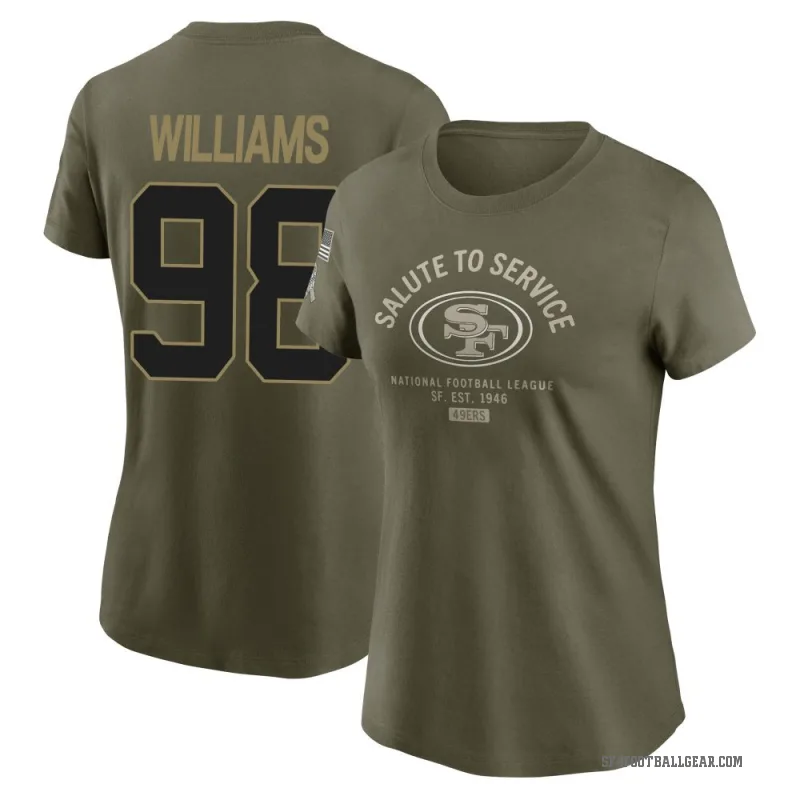 Mykel Williams Women's Olive San Francisco 49ers 2025 Salute to Service Sideline T-Shirt