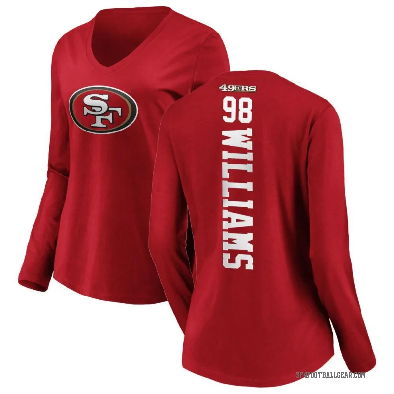 Mykel Williams Women's Red San Francisco 49ers Backer Slim Fit Long Sleeve T-Shirt -