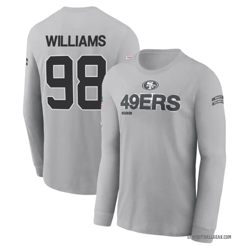 Mykel Williams Youth Gray San Francisco 49ers 2024 Salute to Service Long Sleeve T-Shirt