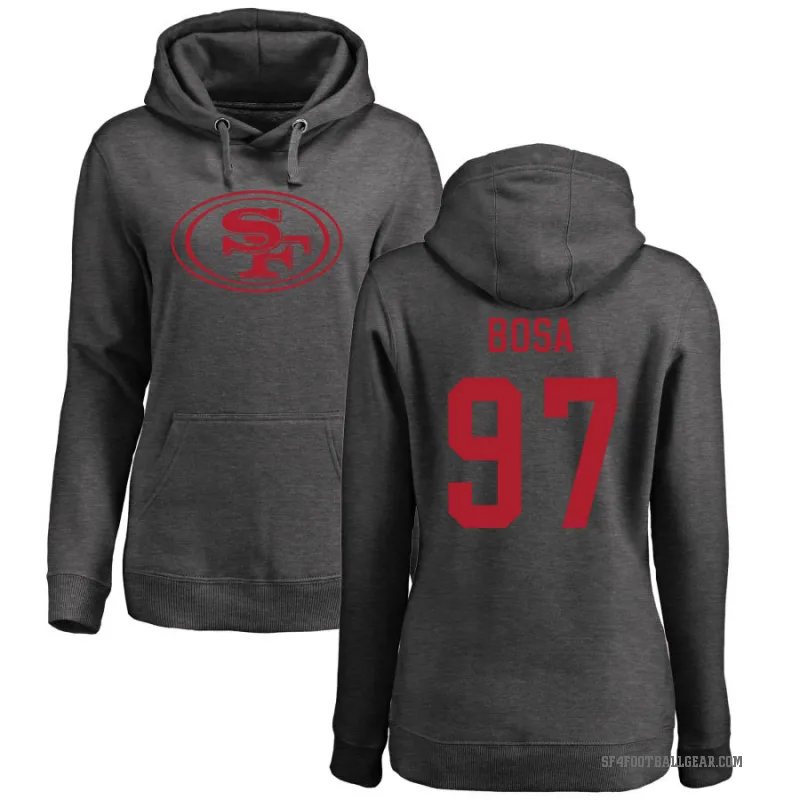 Nick Bosa Women's San Francisco 49ers Pro Line by Branded Ash One Color Pullover Hoodie