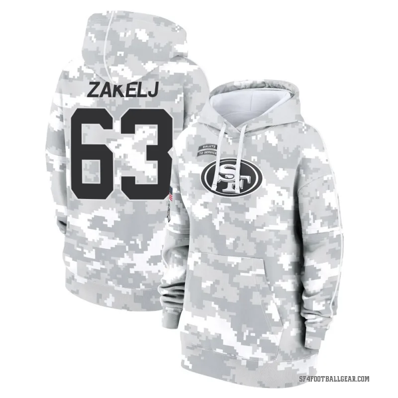 Nick Zakelj Women's Camo San Francisco 49ers Arctic 2024 Salute to Service Club Fleece Pullover Hoodie