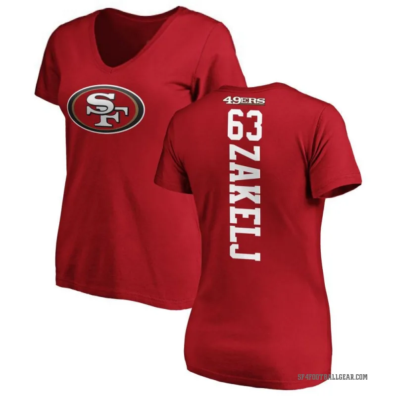 Nick Zakelj Women's Red San Francisco 49ers Backer Slim Fit T-Shirt -