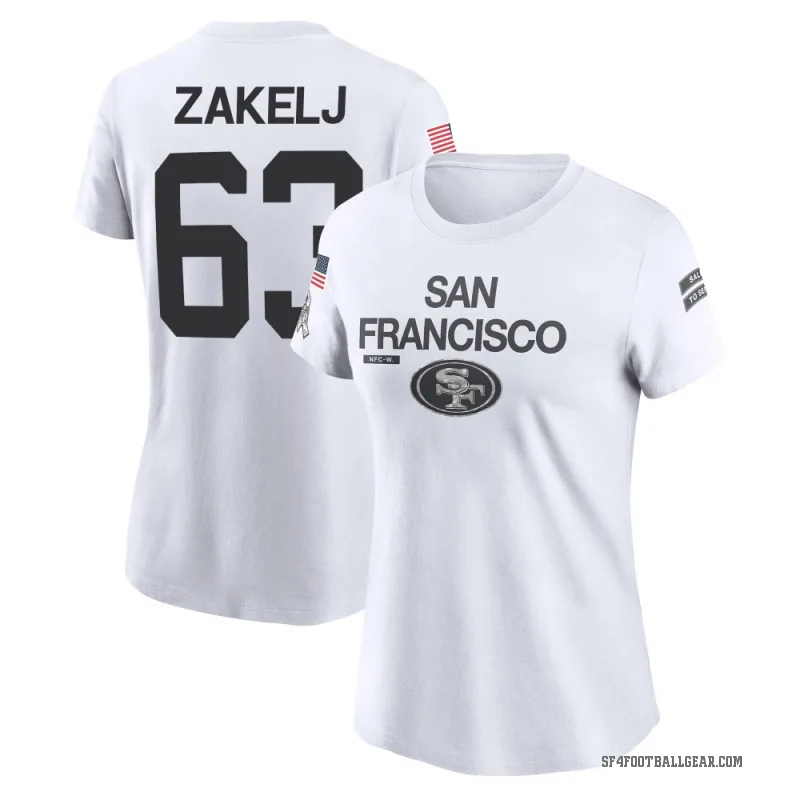 Nick Zakelj Women's White San Francisco 49ers 2024 Salute to Service Performance T-Shirt