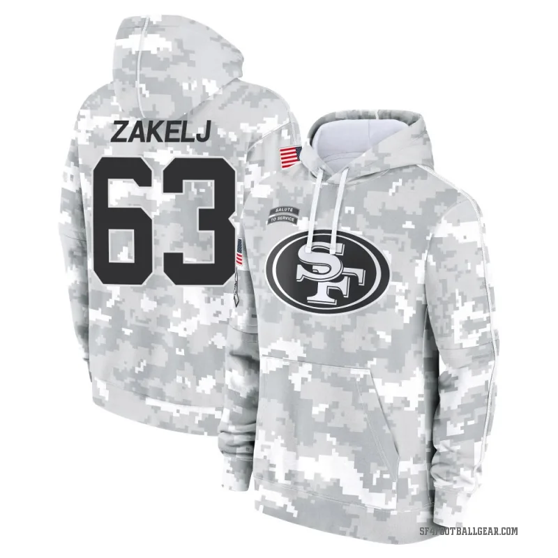 Nick Zakelj Youth Camo San Francisco 49ers Arctic 2024 Salute to Service Club Fleece Pullover Hoodie