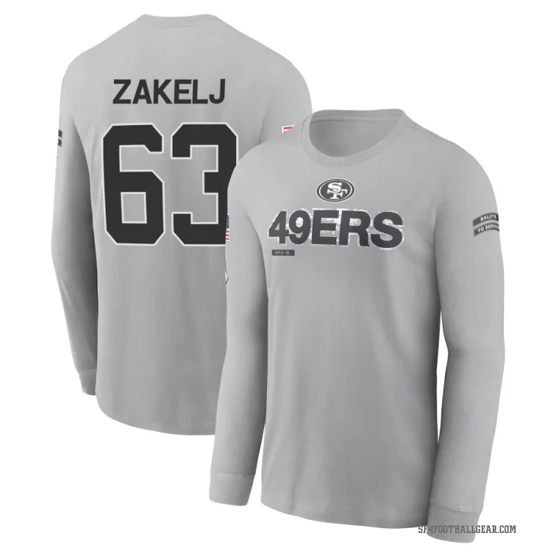 Nick Zakelj Youth Gray San Francisco 49ers 2024 Salute to Service Long Sleeve T-Shirt