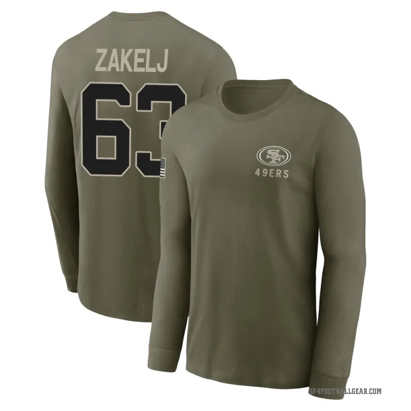 Nick Zakelj Youth Olive San Francisco 49ers 2025 Salute to Service Sideline Long Sleeve T-Shirt