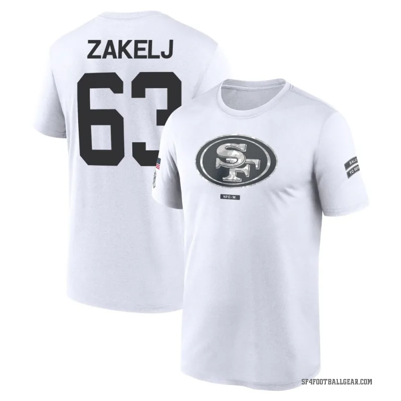 Nick Zakelj Youth White San Francisco 49ers 2024 Salute to Service Performance T-Shirt