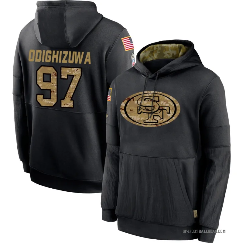 Osa Odighizuwa Men's Black San Francisco 49ers 2020 Salute to Service Sideline Performance Pullover Hoodie