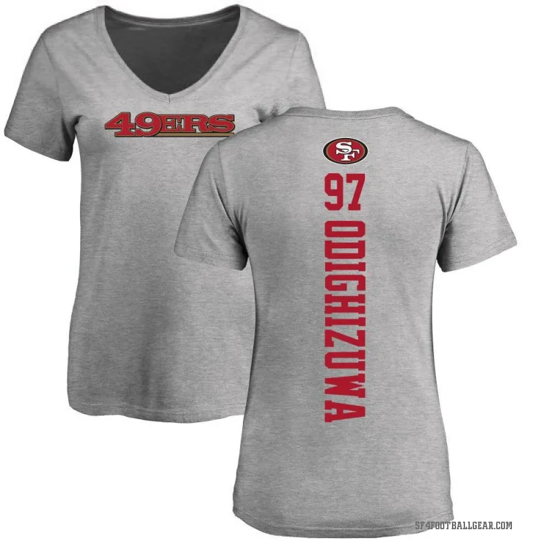 Osa Odighizuwa Women's Ash San Francisco 49ers Backer V-Neck T-Shirt -