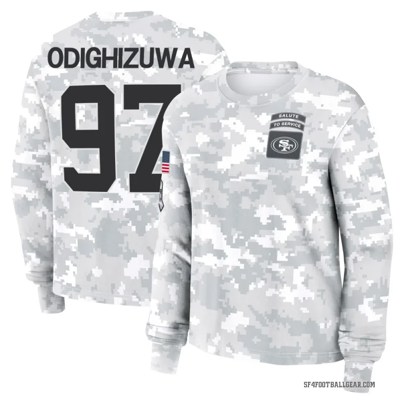 Osa Odighizuwa Women's Camo San Francisco 49ers Arctic 2024 Salute to Service Long Sleeve T-Shirt