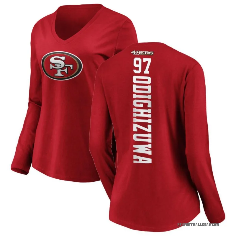 Osa Odighizuwa Women's Red San Francisco 49ers Backer Slim Fit Long Sleeve T-Shirt -